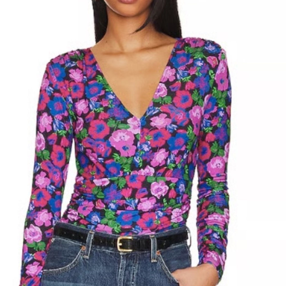 Sanctuary Multicolor Floral V-Neck Blouse Women’s Small